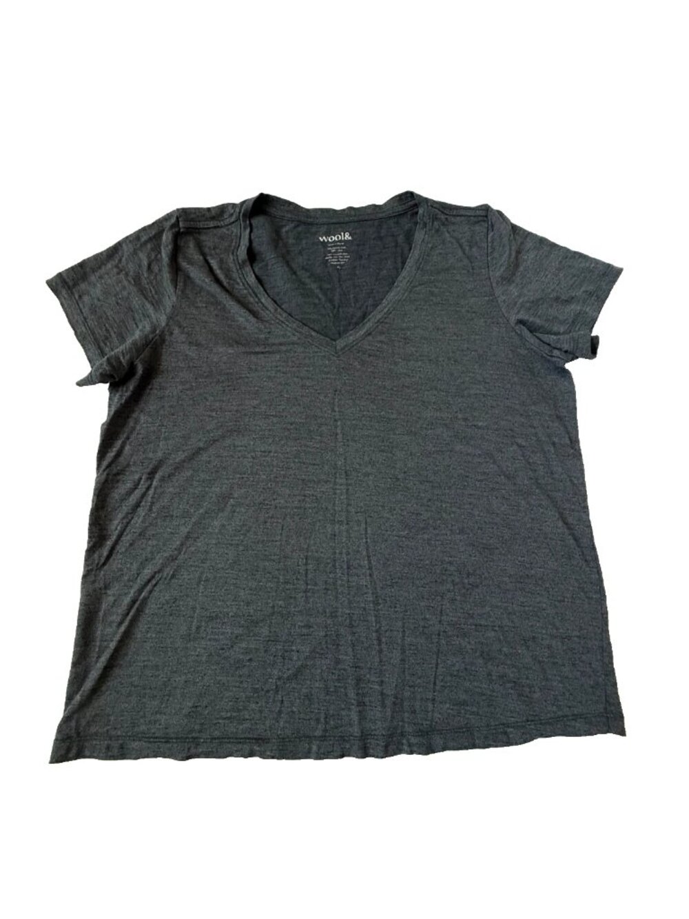 Wool& Womens XL Charcoal Heather Gray V-neck Tee Morgan T Shirt Grey Merino Wool